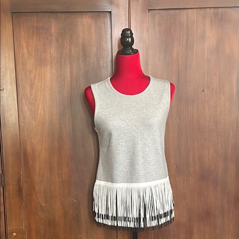J. Crew Gray Tank with Fringe Hem